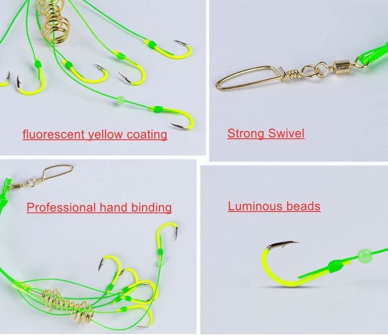 Milepetus Carp Fishing Baits Hook Lure Trap Luminous Hooks with Drum Type Spring Feeder and Glow Fishing Beads Coarse Fishing Tackle (10#) - Image 3